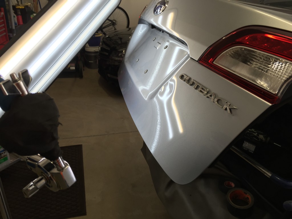 2016 Subaru Outback Rear Gate Damage Repair by Michael Bocek in Springfield IL, At Customer's home Http://217hail.com http://217dent.com