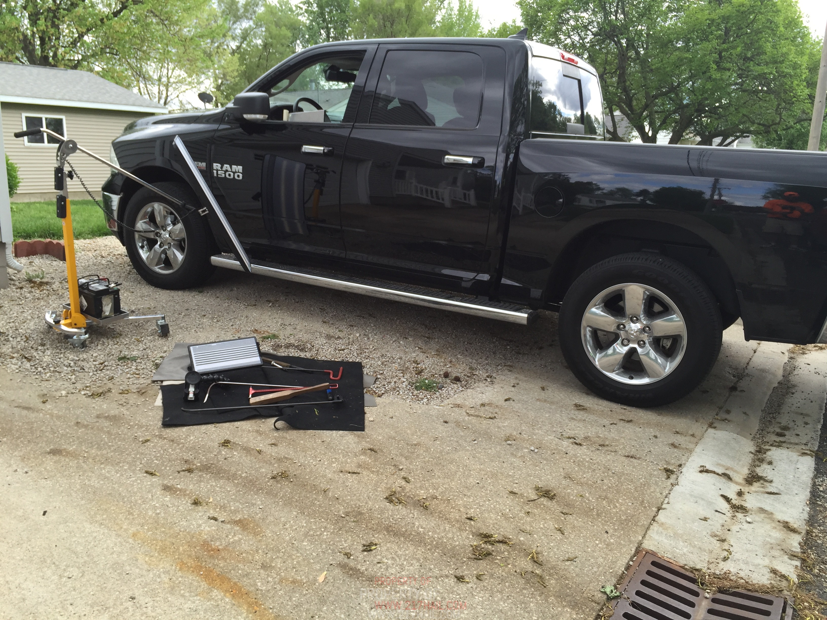 2013 Dodge Ram Drivers Door Dent Removal, Taylorville, IL. Springfield, IL. Mobile Dent repair, http://217dent.com