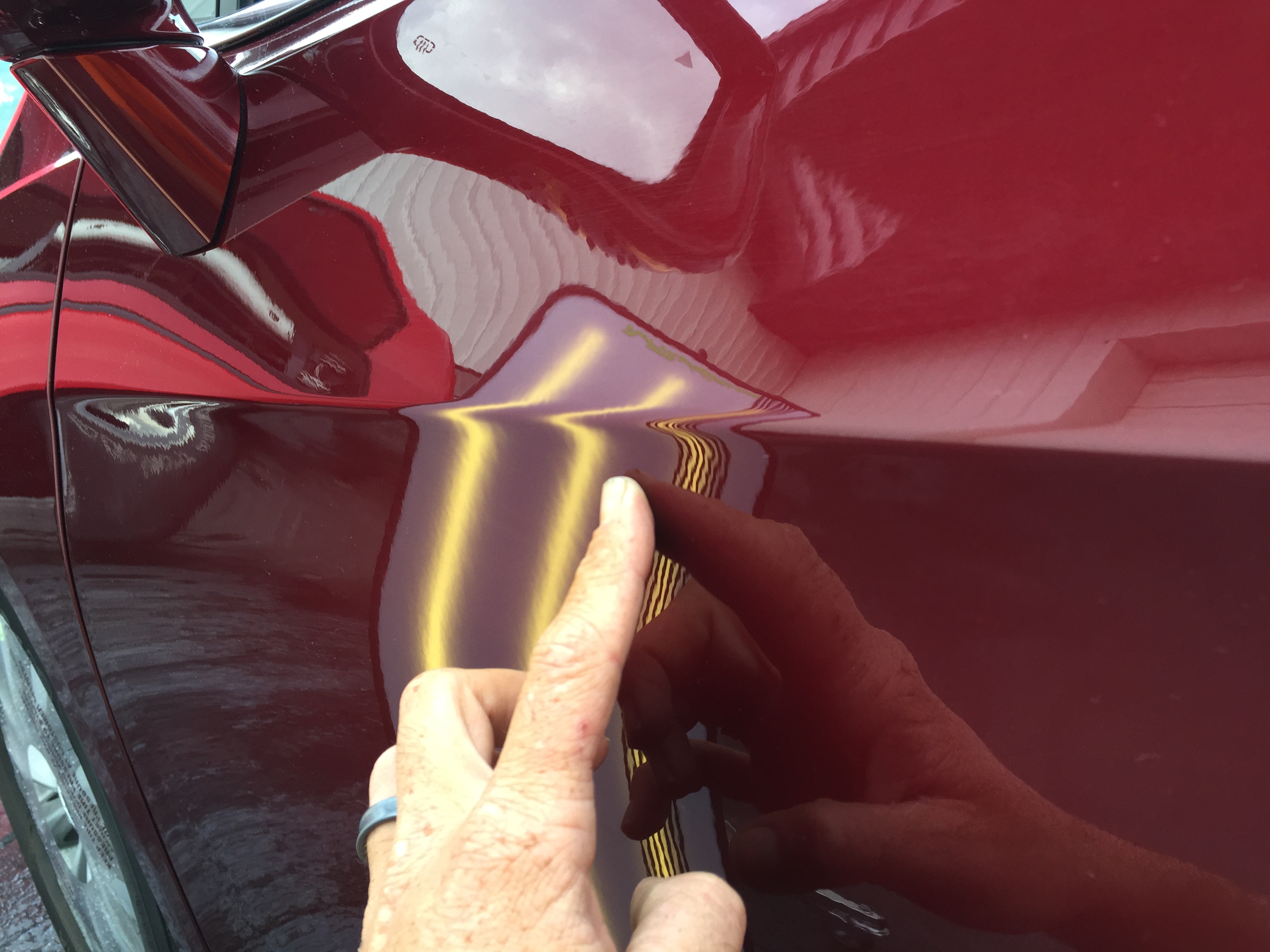 2017 Chrysler Pacifica Touring, Mobile dent Repair Springfield IL, Taylorville IL, Decatur IL, Sharp body line paintless dent repair by Michael Bocek