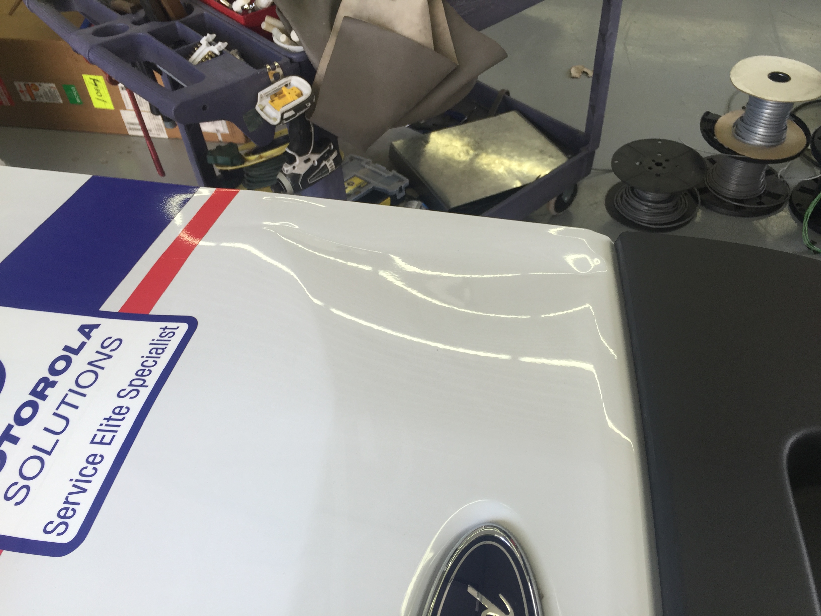 2016 Ford Transit Rear Door, Paintless dent removal, 217 Dent, http://217dent.com Springfield, IL Mobile Dent Repair. Dent Removal, Ding Removal, Springfield, IL