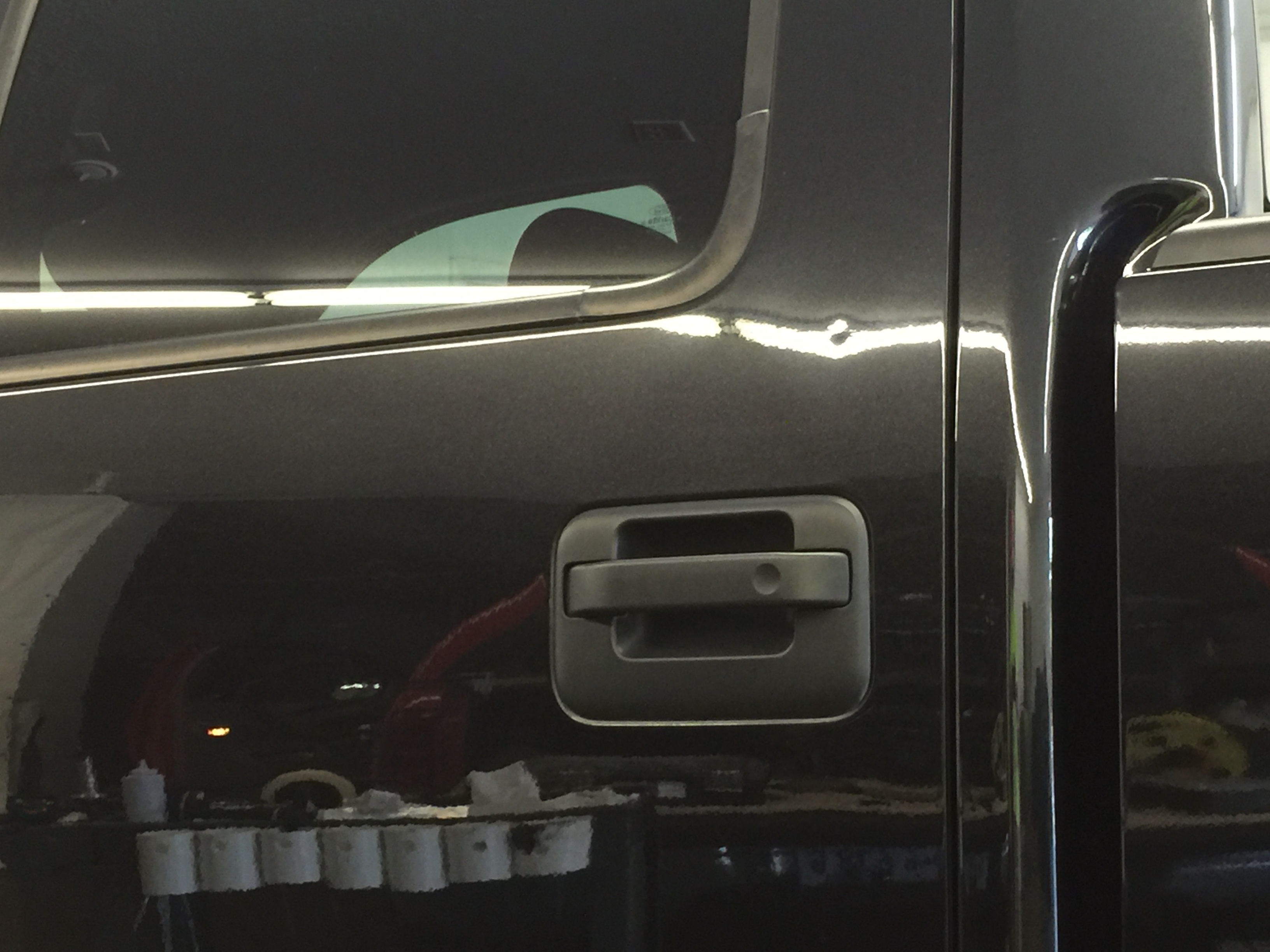 http://217dent.com 2014 Ford F-150 Dent Repair, Michael Bocek out of Springfield, IL. Drivers Side Rear Door, all glue pull dent removal. Paintless Dent Repair, Paintless Dent Removal, Taylorville, Decatur, Pana, IL