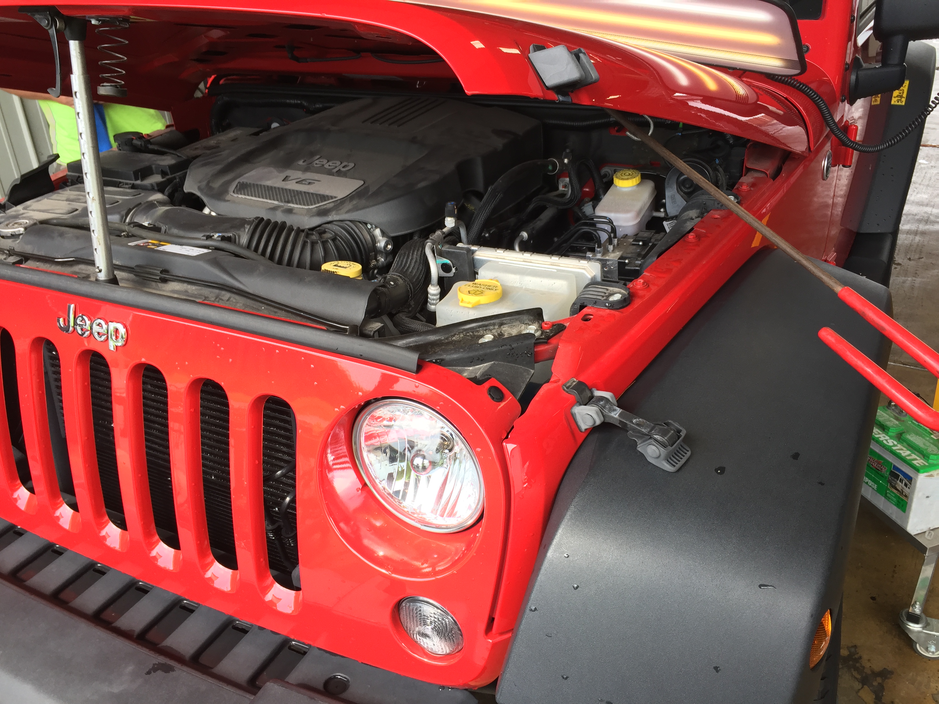 2014 Jeep Wrangler Dent Removal, Hail Damage on Hood. Springfield, IL. Paintless Dent Removal by Michael Bocek with http://217dent.com