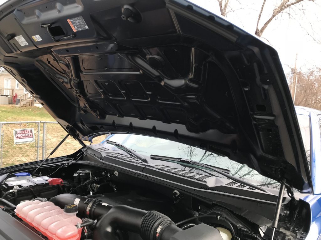 http://217dent.com 2018 Ford F-150 Aluminum Truck with hail damage on hood roof and sides, Collinsville Hail Repair