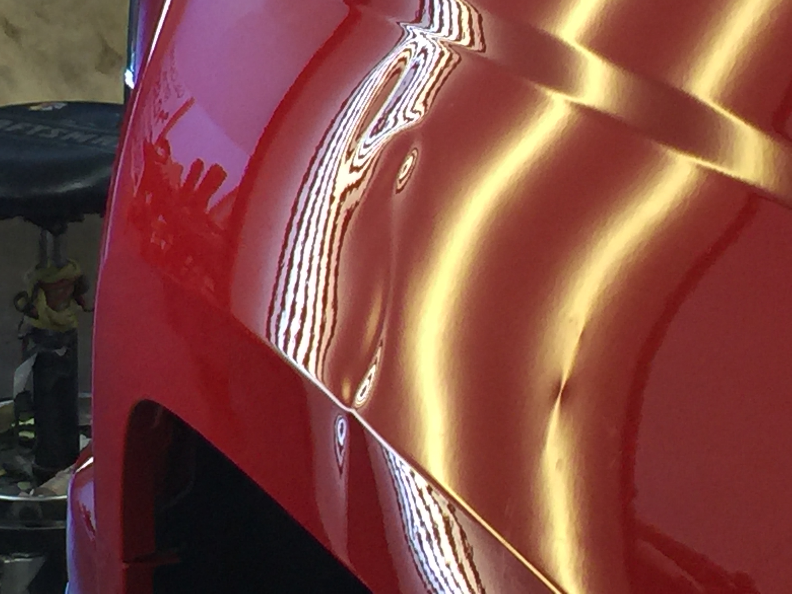 2014 Chevy Silverado Dent Removal, Sherman, IL. (near Springfield, IL). Dent in drivers' side fender, https://217dent.com